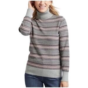 L.L.Bean Fair Isle Cotton Cashmere Blend Turtleneck Pullover Sweater Size Large